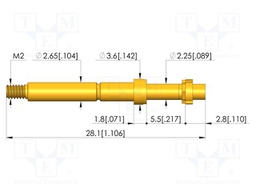 Test needle; Spring compression: 4mm; 5mm; 8A; CuBe; gold-plated