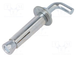 Hook; straight,with a anchor; steel; zinc; Thread len: 75mm
