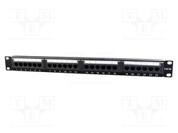 Patch panel; black; Number of ports: 24; Cat: 5e; RJ45 socket x24