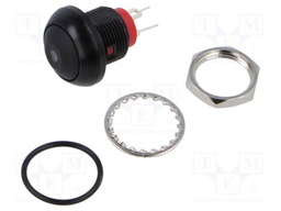 Switch: push-button; Pos: 2; SPST-NO; 0.2A/50VDC; 0.5A/48VAC; black