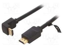 Cable; HDMI 2.0; HDMI plug,HDMI plug 90°; 2m; black; 30AWG