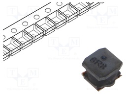 Power Inductor (SMD), 6.8 µH, 3.6 A, Wirewound, 4.7 A, VLS-EX Series, 6mm x 6mm x 4.5mm