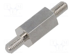 Screwed spacer sleeve; 10mm; Ext.thread: M3; hexagonal; brass