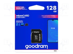 Memory card; SD XC Micro; 128GB; Read: 100MB/s; Write: 10MB/s