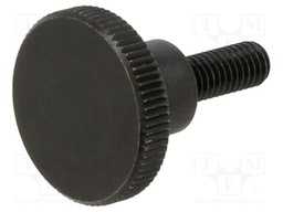 Knob; Ø: 24mm; Ext.thread: M6; 16mm; H: 15mm; steel; knurled