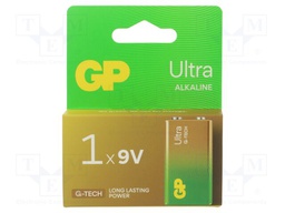 Battery: alkaline; 6F22; 9V; non-rechargeable; 1pcs; ULTRA G-TECH