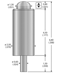 Test needle; Operational spring compression: 0.5mm; 2A; Ø: 1.3mm
