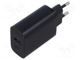 Power supply: switching; mains,plug-in; 5÷12VDC; 20W; black; 3A