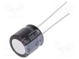 Capacitor: electrolytic; THT; 330uF; 16VDC; Ø10x9mm; Pitch: 5mm