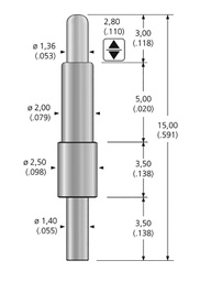 Test needle; Operational spring compression: 1.52mm; 4A; L: 15mm