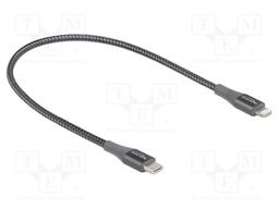 Cable; USB 2.0; Apple Lightning plug,USB C plug; 0.5m; grey; Cu