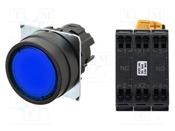 Switch: push-button; 22mm; Stabl.pos: 1; flat; Pos: 2