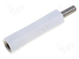 Insulating sleeve; hexagonal; M3; M3; L: 25mm; Spanner: 6mm; UL94V-2