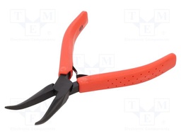 Pliers; curved,half-rounded nose; blackened tool,return spring