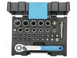 Wrench-set; 6-angles,rattle,socket bits,socket spanner; 1/4"