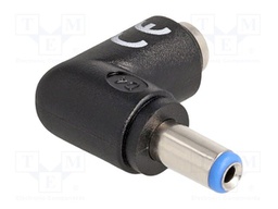 Adapter; DC 5,5/2,1 plug,DC 5,5/2,1 socket; black; angular; 5A