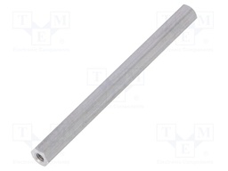 Screwed spacer sleeve; Int.thread: M3; 65mm; hexagonal; aluminium