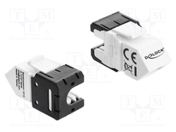 RJ45 module; Keystone,angled; RJ45 socket; white,black; Cat 6a