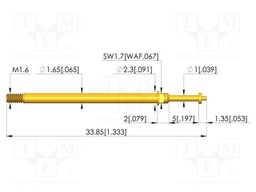 Test needle; Spring compression: 4mm; 5mm; 8A; CuBe; gold-plated
