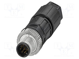 Connector: M12; plug; PIN: 8; 30V; straight; IP65; IDC; Contacts: CuSn