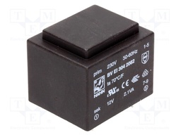 Transformer: encapsulated; 2.1VA; 230VAC; 12V; 175mA; Mounting: PCB