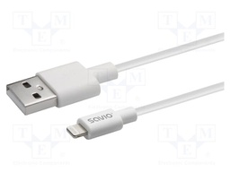 Cable; Apple Lightning plug,USB A plug; 1m; white; 480Mbps; white