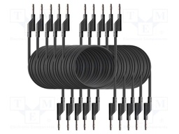 Test leads; 50VAC,120VDC; 10A; banana plug 4mm,both sides; black