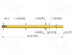 Test needle; Spring compression: 4mm; 5mm; 8A; CuBe; gold-plated