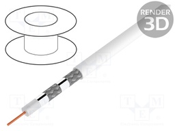 Wire: coaxial; solid; CCS; PVC; white; 500m; 7mm