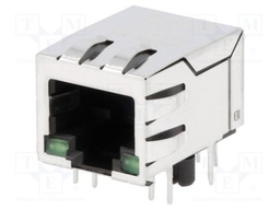 Socket; RJ45; PIN: 8; shielded,with LED; Layout: 8p8c; THT; angled