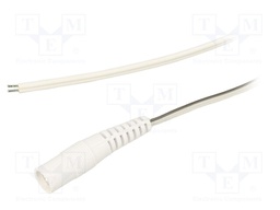 Cable; wires,DC 5,5/2,1 socket; straight; 0.5mm2; white; 3m