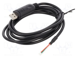 Cable; USB 2.0; wires,USB A plug; 2m; black; Cu; Interface: RS485