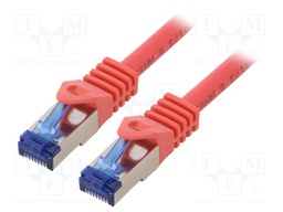 Patch cord; S/FTP; 6a; stranded; Cu; LSZH; red; 0.25m; 26AWG