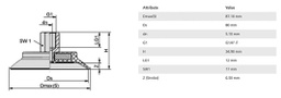 Suction cup; 80mm; 72.8g; G 1/4 F; Shore hardness: 60; 25.1cm3