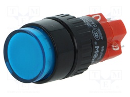 Switch: push-button; Pos: 2; SPDT; 3A/220VAC; 2A/24VDC; blue; none