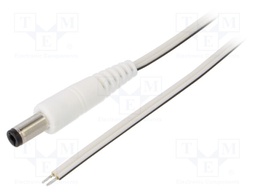 Cable; wires,DC 5,5/2,5 plug; straight; 0.35mm2; white; 1.5m
