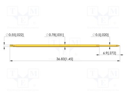 Test needle; Spring compression: 4.3mm; 6.35mm; 2A; steel; Ø: 0.5mm