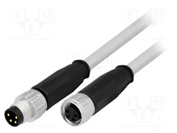 Cable: for sensors/automation; M8-M8; male; female; PIN: 4; plug