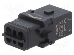 Connector: rectangular; female; Han 1A; PIN: 4; 3P+PE; size 1A