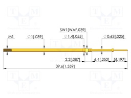 Test needle; Spring compression: 4.3mm; 6.35mm; 3A; CuBe; Ø: 0.4mm