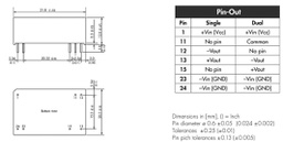 Converter: DC/DC; 6W; Uin: 18÷36V; Uout: 15VDC; Uout2: -15VDC; DIP24