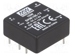 Converter: DC/DC; 10W; Uin: 4.7÷9V; 12VDC; Iout: 833mA; 1"x1",DIP
