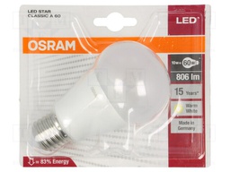 LED lamp; warm white; E27; 230VAC; 806lm; 8W
