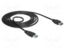 Cable; USB A socket,USB A plug; gold-plated; 1.5m; black; Cu