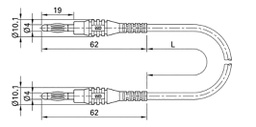 Test lead; 60VDC; 30VAC; 15A; banana plug 4mm,both sides; Len: 2m