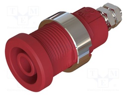 Laboratory connector: 4mm banana; socket; 1kV; 25A; red; insulated