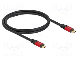 Cable; USB 2.0; USB C plug,both sides; gold-plated; 1m; black