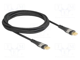 Cable; USB 2.0; USB C plug,both sides; 2m; black; 21AWG,28AWG