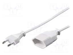 Extension lead; Sockets: 1; white; 2x0,75mm2; 2m; 2.5A