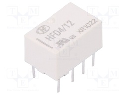 Relay: electromagnetic; DPDT; Ucoil: 12VDC; 0.5A/125VAC; 2A/30VDC